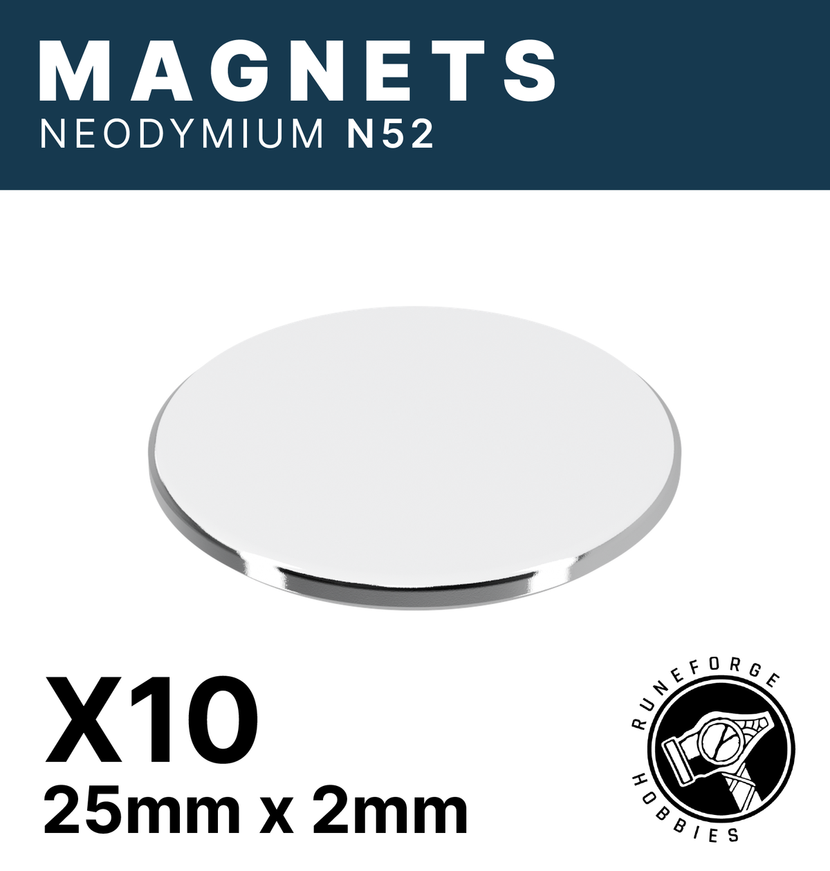 Runeforge Hobbies - N52 Magnets - 25*2mm x10