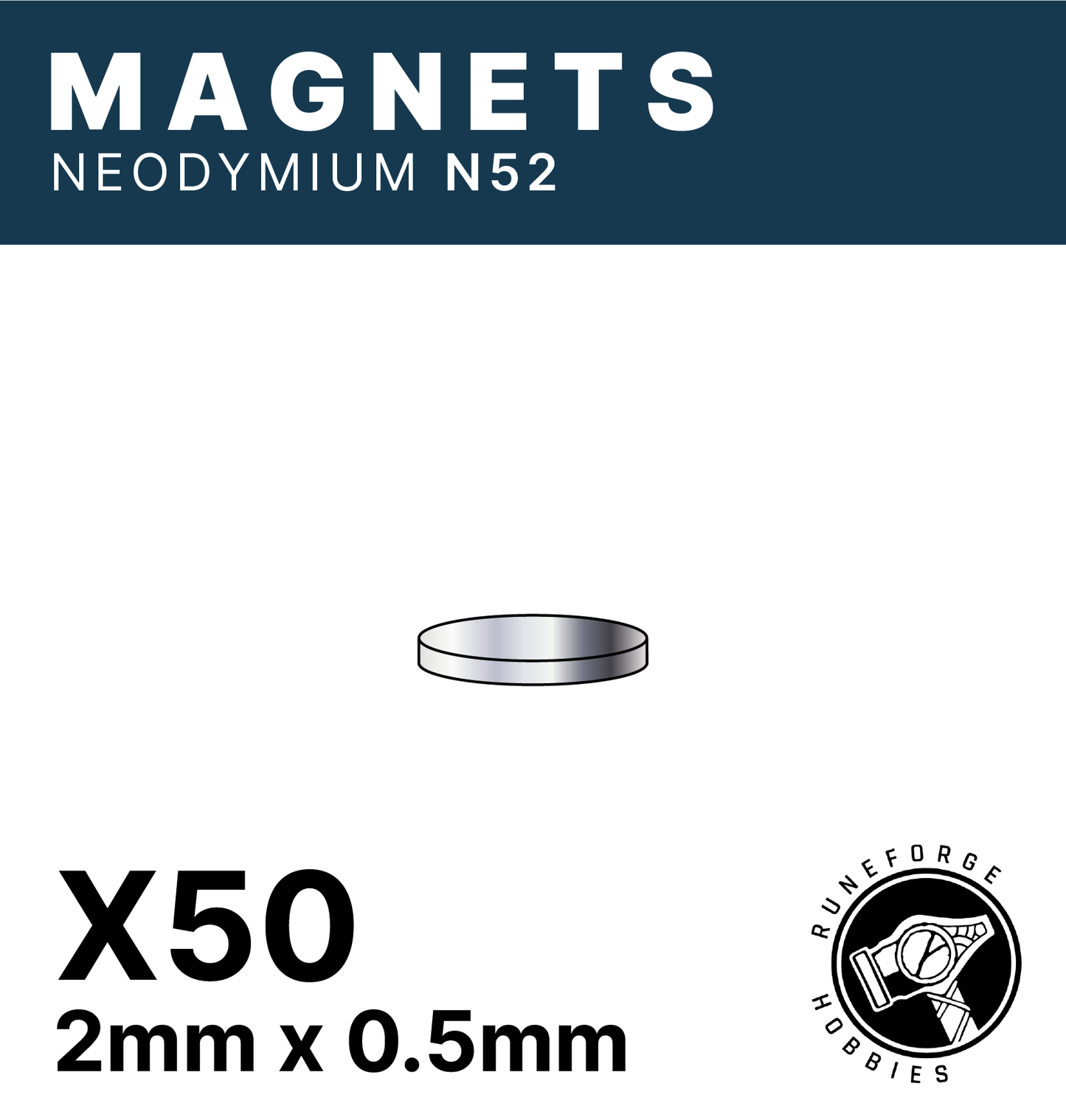 Runeforge Hobbies - N52 Magnets - 2*0.5mm x50
