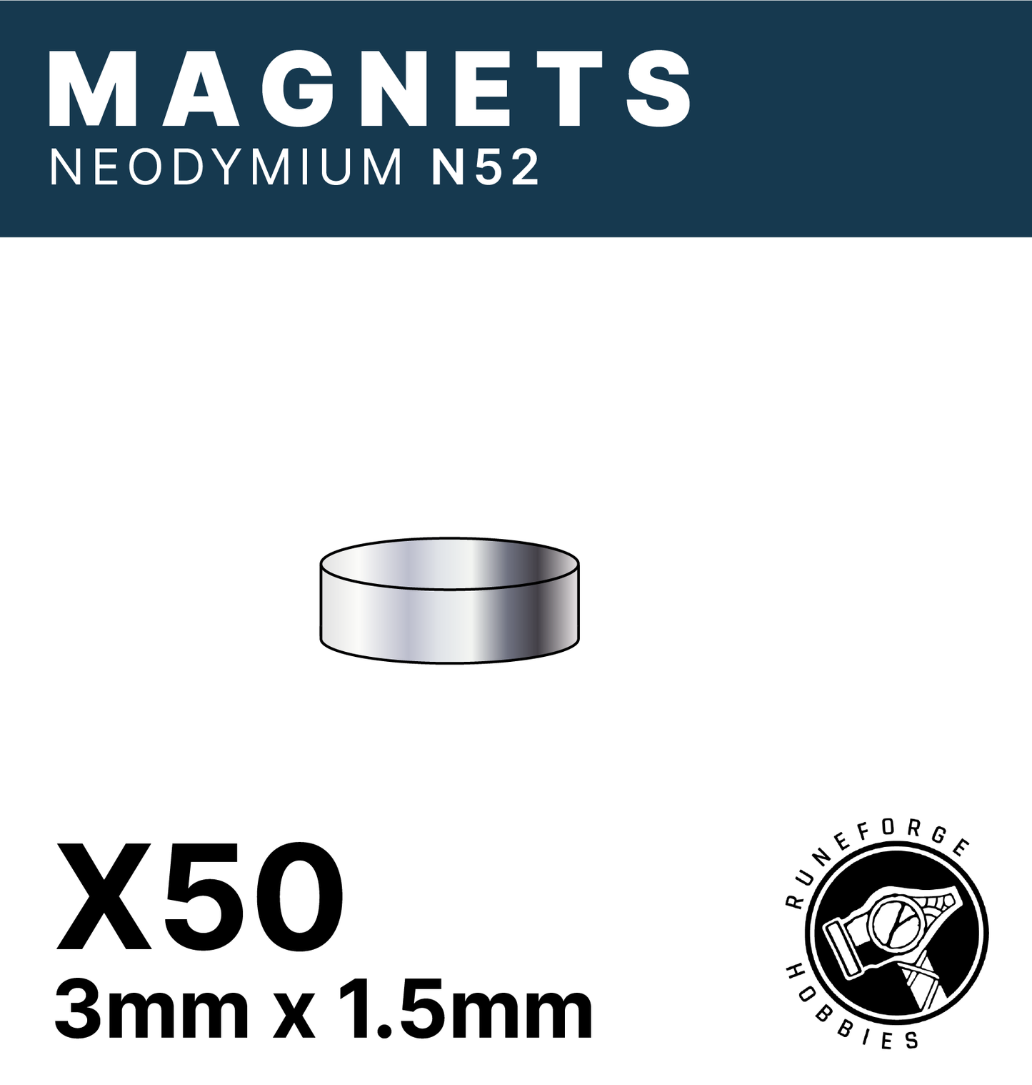 Runeforge Hobbies - N52 Magnets - 3*1.5mm x50