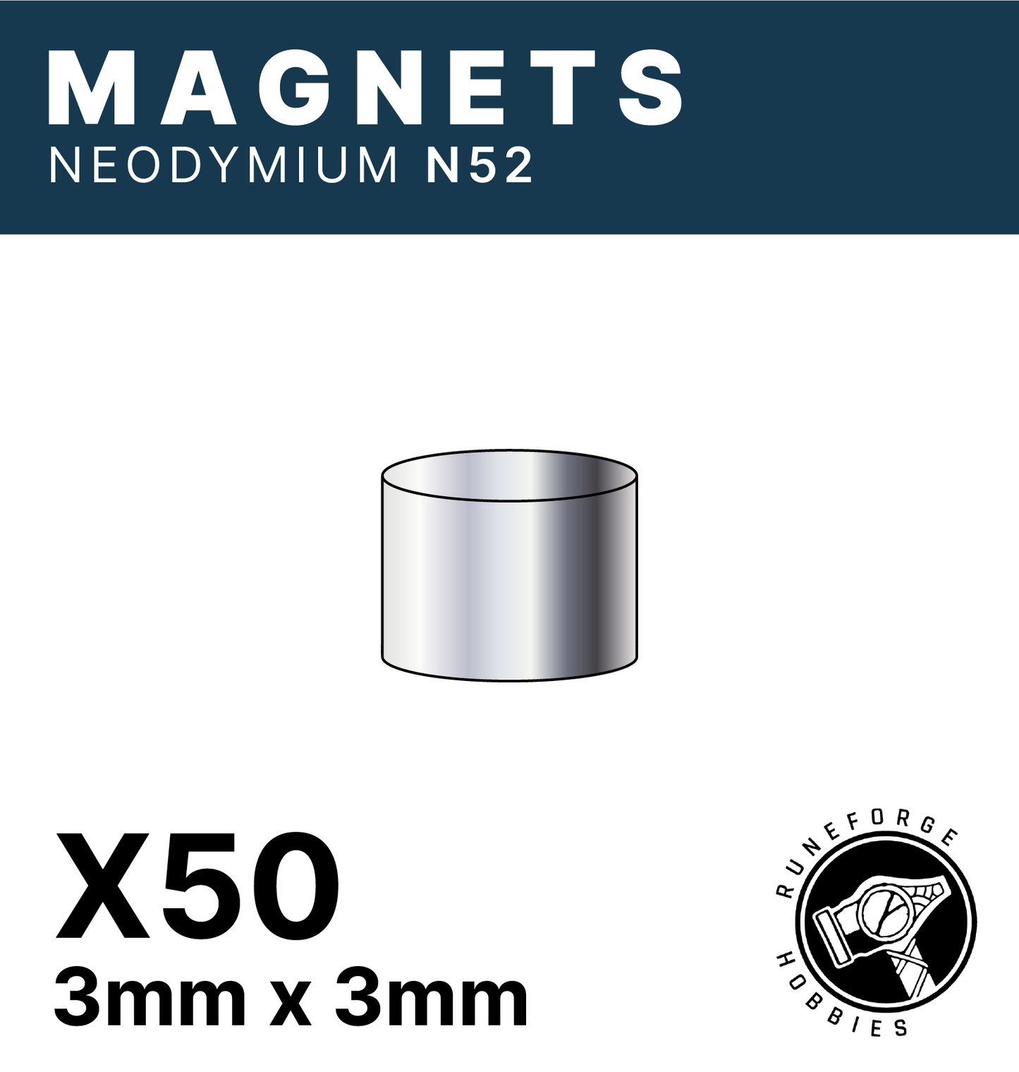 Runeforge Hobbies - N52 Magnets - 3*3mm x50