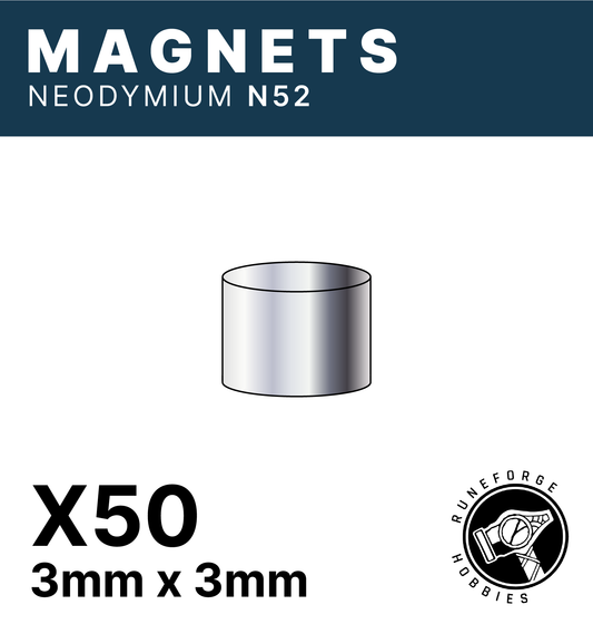 Runeforge Hobbies - N52 Magnets - 3*3mm x50