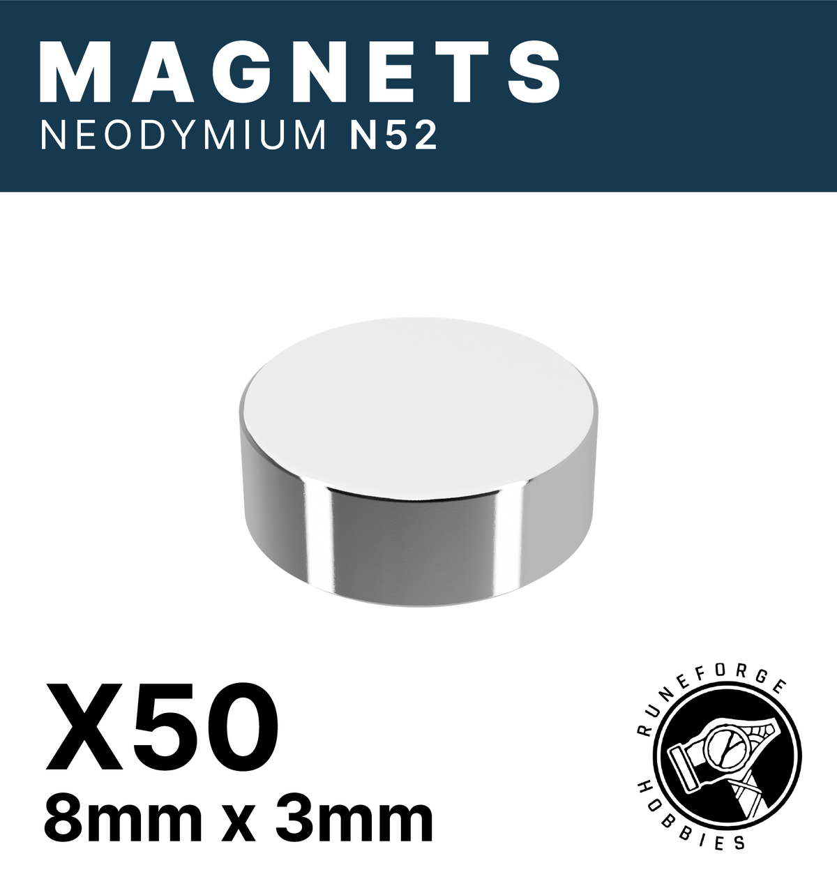 Runeforge Hobbies - N52 Magnets - 8*3mm x50