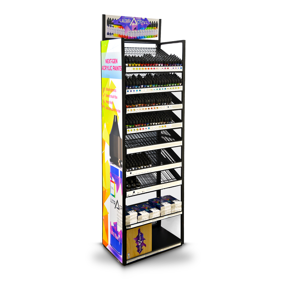 Ultracryl - FULL RANGE RACK - (6x 70 colors + 6x 9 auxiliary products + 1x 13 paint sets)